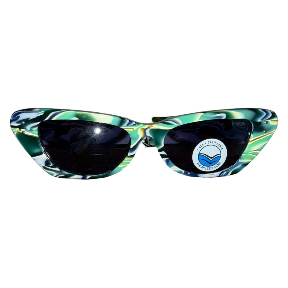 I-SEA x Urban Outfitters Astrid Cat Eye Sunglasses Green Marble Polarized NWT